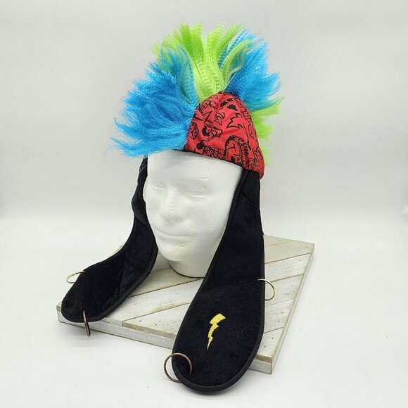 Disney Parks Rebel Goofy Mohawk Bandana Hat One Size Adult Green Blue Faux Hair main image 8